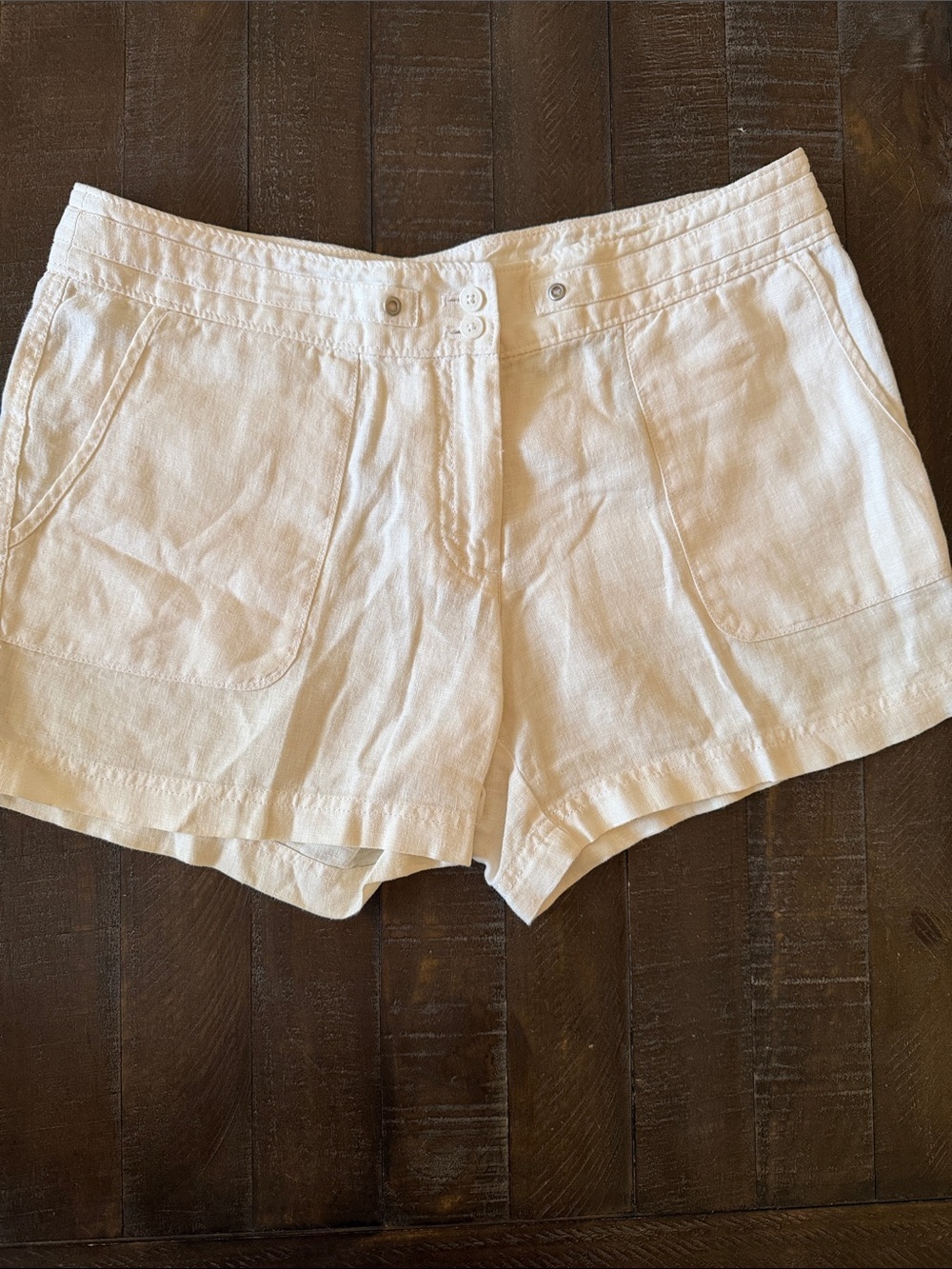 Tommy Bahama White High-Waist Linen Shorts